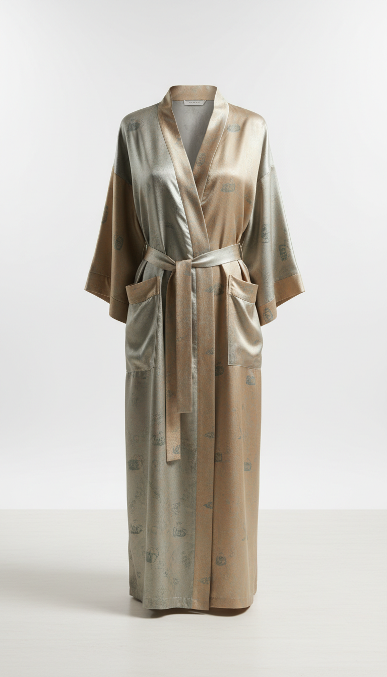 Silk Robe with Hand-Finished Trim
