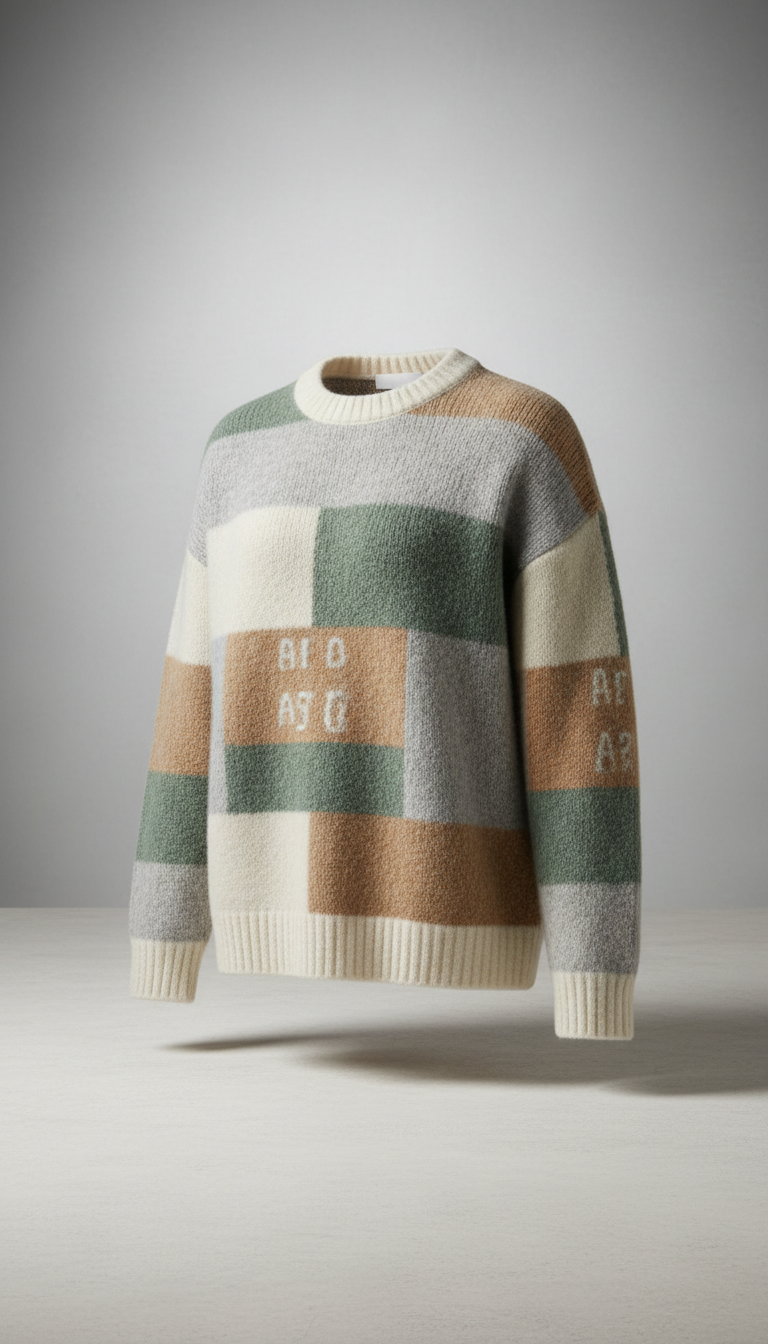 Fine Wool Knit Sweater with Sculpted Sleeves